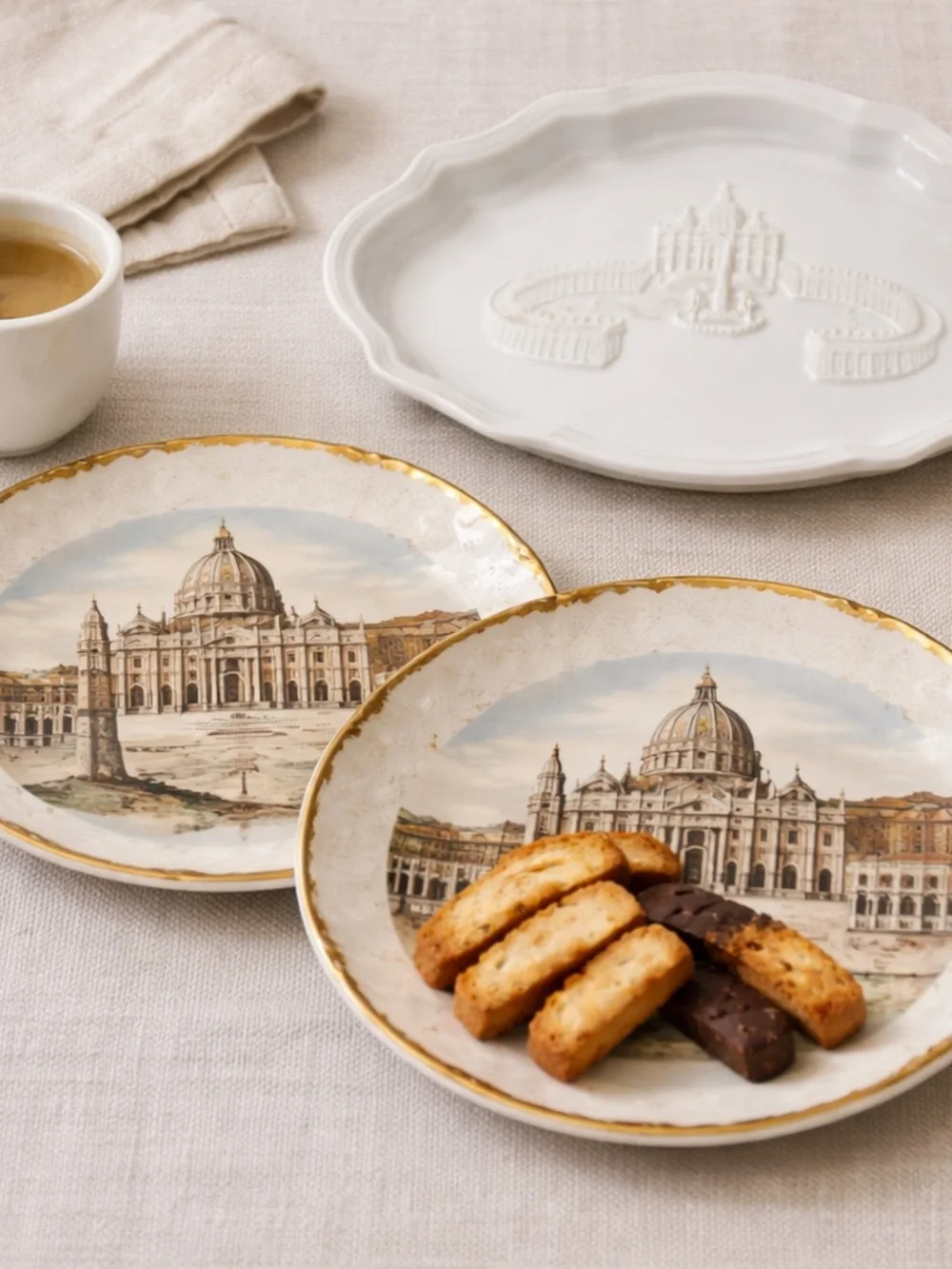 Set of 2 St. Peter’s Basilica Souvenir Plates | Vatican Decorative Wall Plates